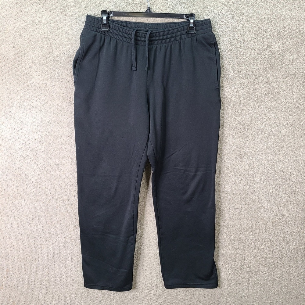 Champion Pants Mens M Black Sweatpants Straight Leg Polyester Casual Athletic
